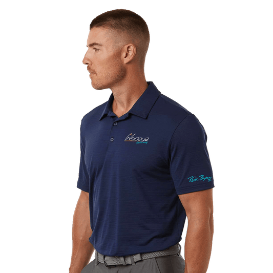 Insideya Golf Signature Collection x Keith Byars Dark Blue Adidas Texture Stripe Polo Side Model