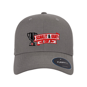 Grey snapback hat with Scarlet & Gray cup logo