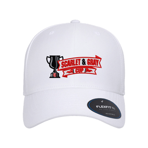 White snapback hat with Scarlet & Gray cup logo