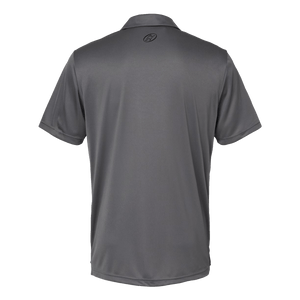 Back of grey Adidas polo with Insideya Golf icon on back yoke