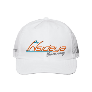 White snapback with Insideya Golf logo 