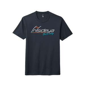 Navy District Perfect Tri Tee with screen printed Insideya Golf logo flat front