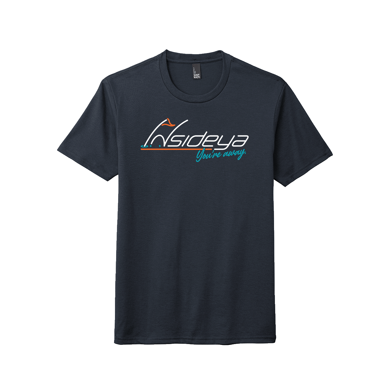 Navy District Perfect Tri Tee with screen printed Insideya Golf logo flat front