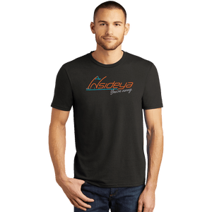 Black District Perfect Tri Tee with screen printed Insideya Golf logo front model