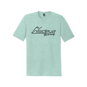 Dusty Sage District Perfect Tri Tee with screen printed Insideya Golf logo flat front