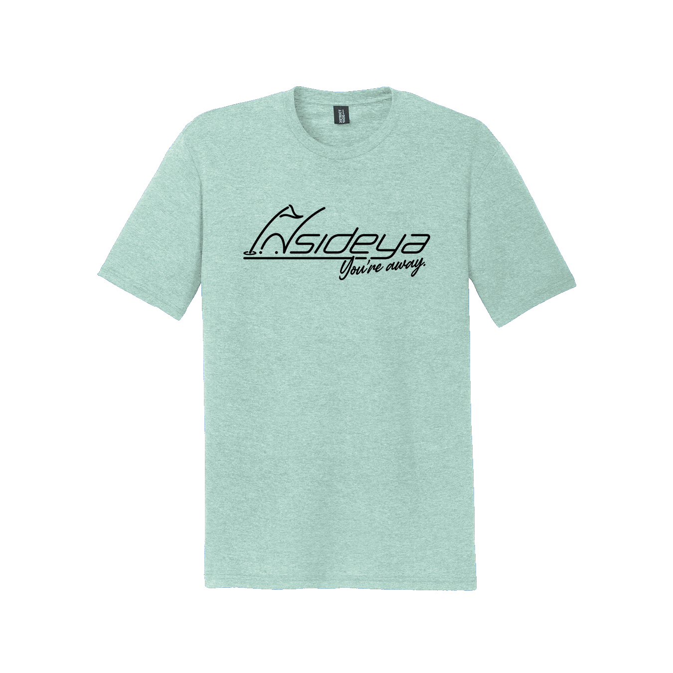 Dusty Sage District Perfect Tri Tee with screen printed Insideya Golf logo flat front