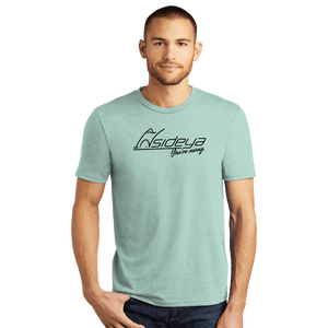 Dusty Sage District Perfect Tri Tee with screen printed Insideya Golf logo front model