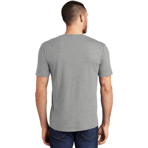 Heathered Grey District Perfect Tri Tee with screen printed Insideya Golf logo back model