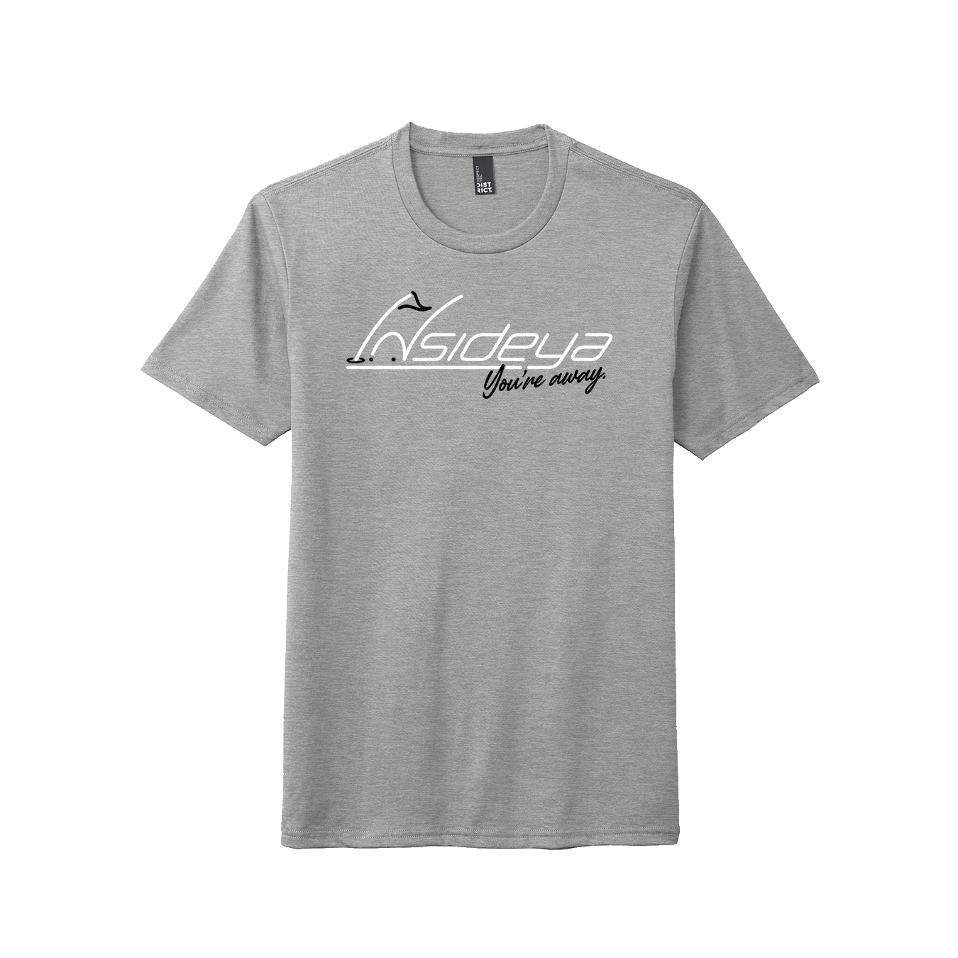 Heathered Grey District Perfect Tri Tee with screen printed Insideya Golf logo flat front