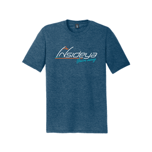 Heathered Neptune District Perfect Tri Tee with screen printed Insideya Golf logo flat front