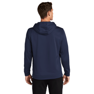 Navy Sport-Tek Sport-Wik Fleece Hooded Pullover with printed Insideya Golf logo back model