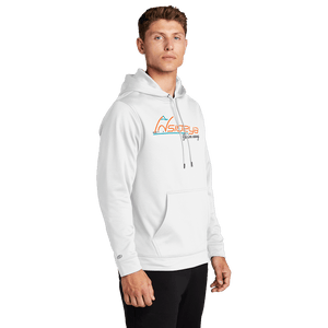 White Sport-Tek Sport-Wik Fleece Hooded Pullover with printed Insideya Golf logo side model
