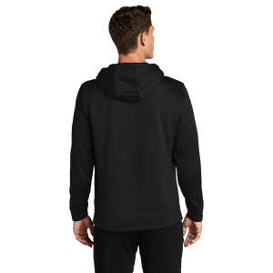 Black Sport-Tek Sport-Wik Fleece Hooded Pullover with printed Insideya Golf logo back model