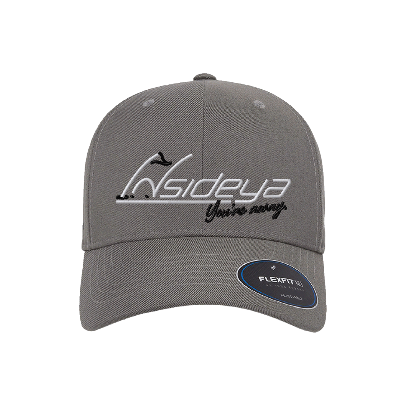 Grey FlexFit NU Adjustable Cap with embroidered Insideya Golf logo 