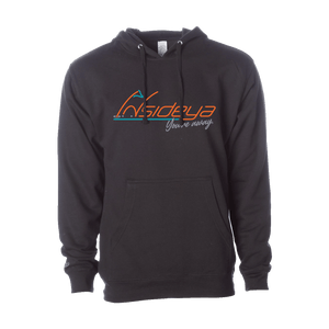 Black hoodie with Insideya Golf logo on front