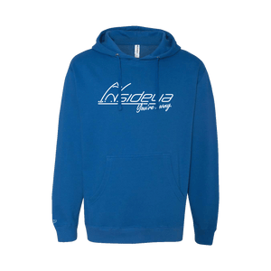 Blue hoodie with Insideya Golf logo on front