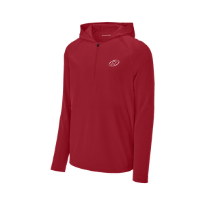 Red half-zip jacket with Insideya Golf logo on left chest 