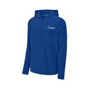 True Royal Sport-Tek Repeat Half-Zip Long Sleeve Hooded Jacket with Embroidered Insideya Golf Logo flat front