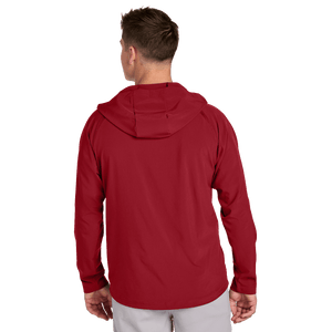 Deep Red Sport-Tek Repeat Half-Zip Long Sleeve Hooded Jacket with Embroidered Insideya Golf Logo Back Model