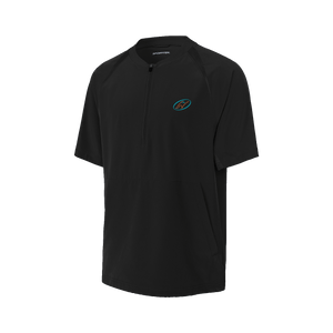 Black half-zip short sleeve jacket with Insideya Golf logo on left chest 