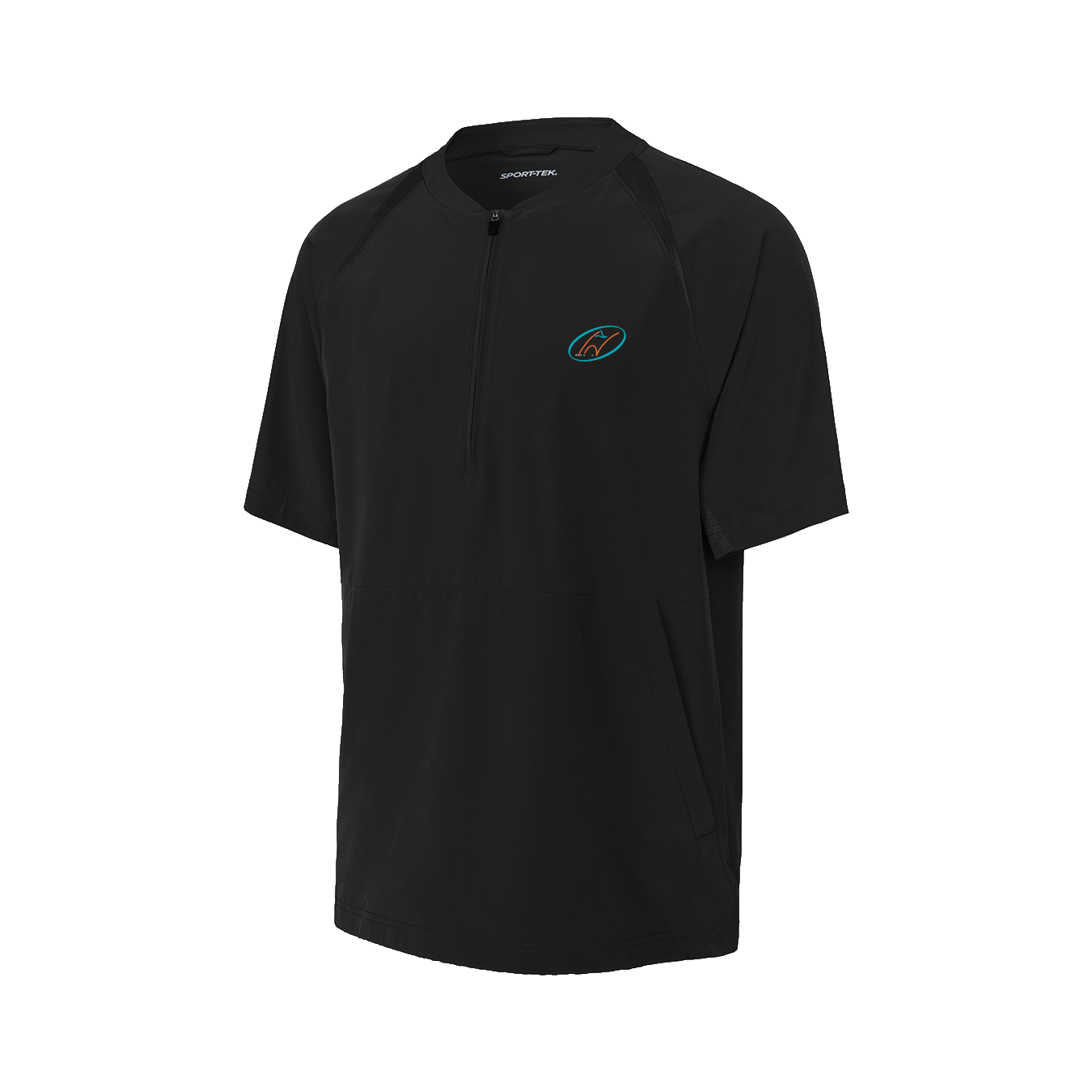 Black half-zip short sleeve jacket with Insideya Golf logo on left chest 