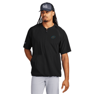 Black half-zip short sleeve jacket with Insideya Golf logo on left chest 