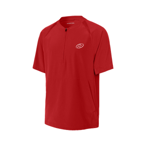Red half-zip short sleeve jacket with Insideya Golf logo on left chest 