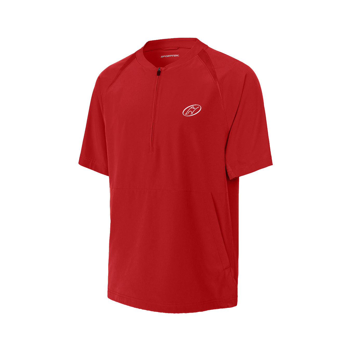 Red half-zip short sleeve jacket with Insideya Golf logo on left chest 