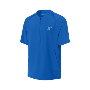 Blue half-zip short sleeve jacket with Insideya Golf logo on left chest 