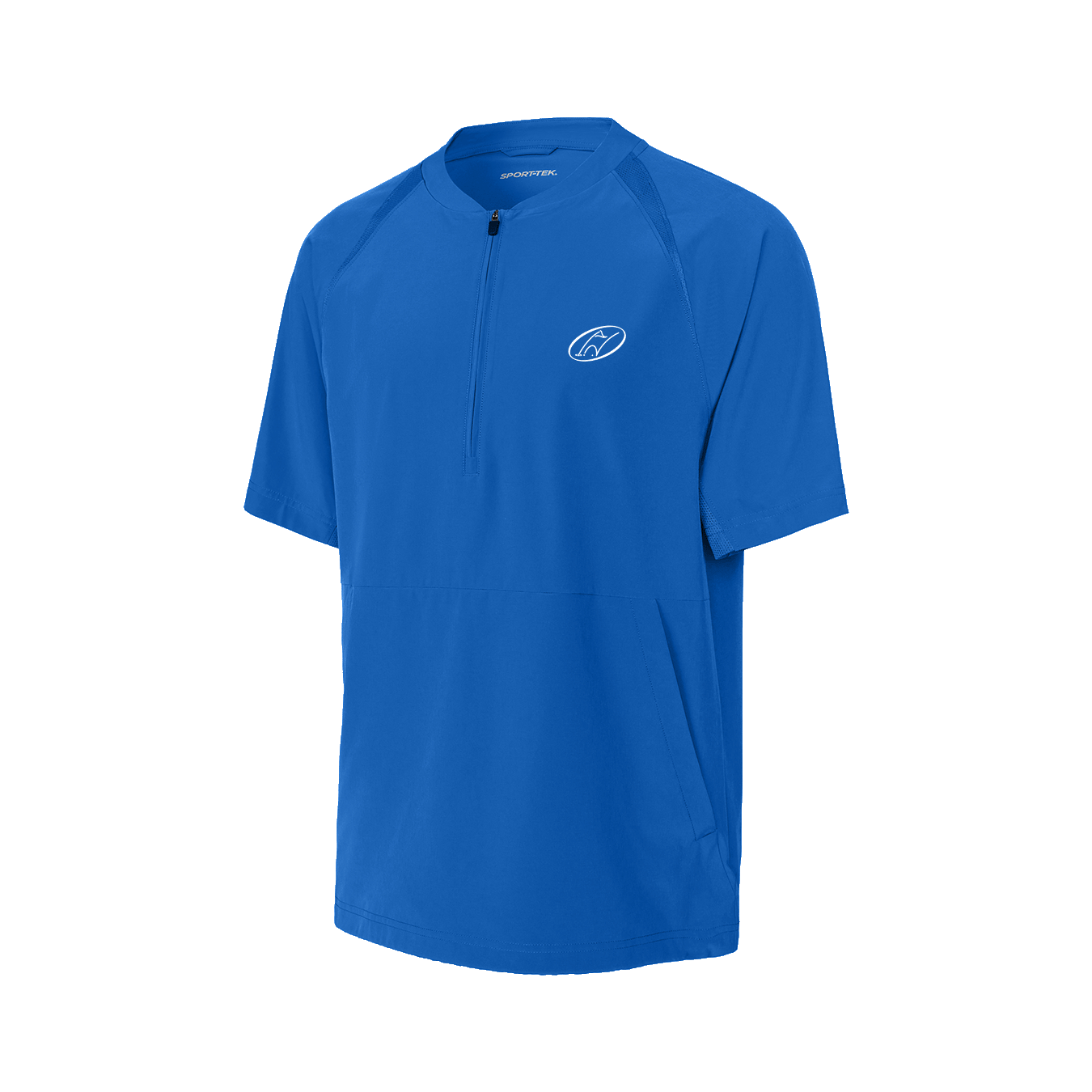Blue half-zip short sleeve jacket with Insideya Golf logo on left chest 