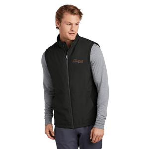 Black Sport-Tek Insulated Vest with Insideya Golf logo printed on left chest front model