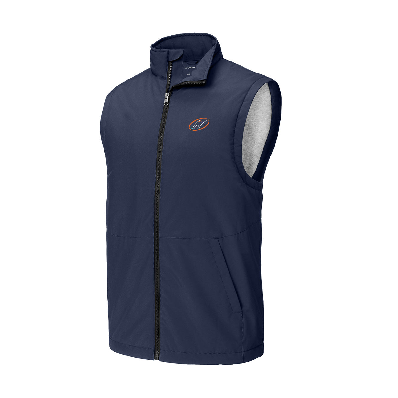 Navy vest with Insideya Golf icon on left chest