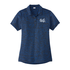 Women's dark grey golf polo with Insideya Golf tagline