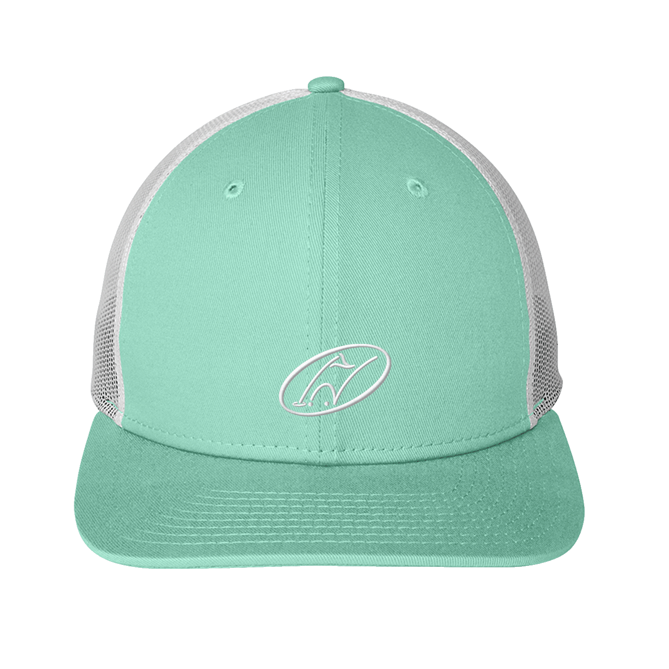 Mint and white mesh snapback with Insideya Golf icon