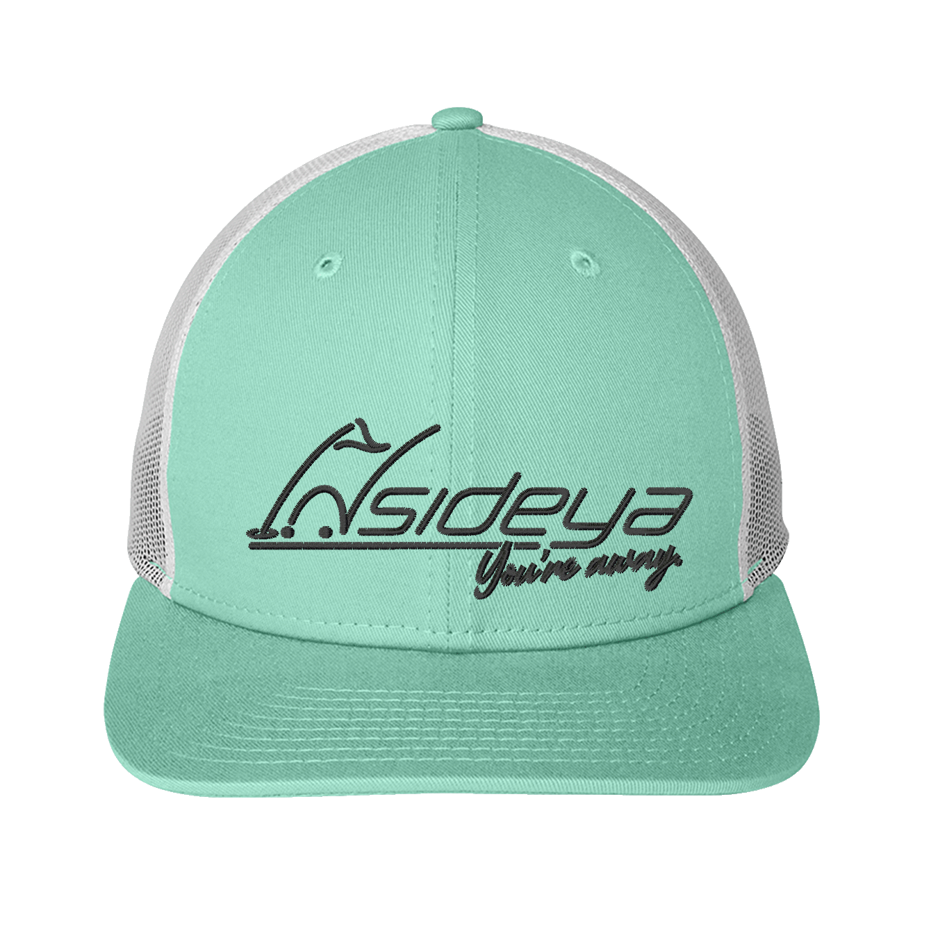 Mint White New Era Snapback Low Profile Trucker Cap with Embroidered Insideya Golf logo