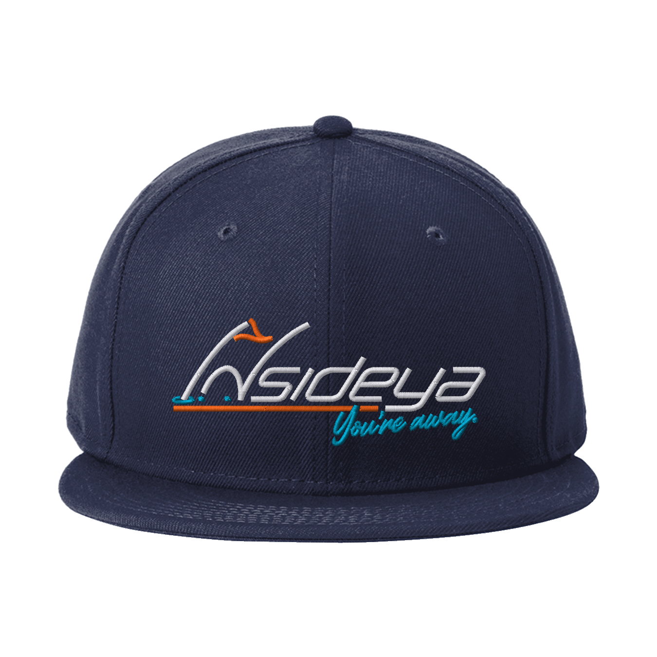 Deep Navy New Era Standard Fit Flat Bill Snapback Cap with Embroidered Insideya Golf logo