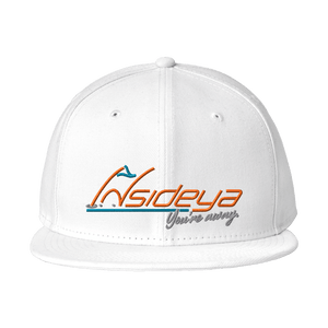 White New Era Standard Fit Flat Bill Snapback Cap with Embroidered Insideya Golf logo