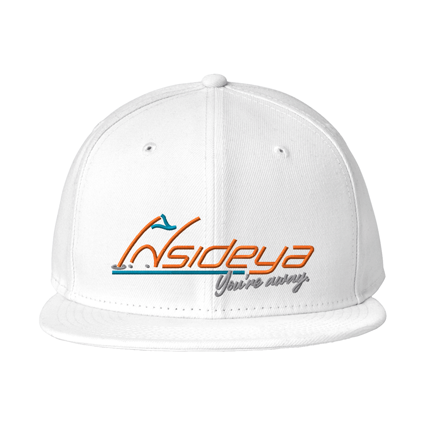 White New Era Standard Fit Flat Bill Snapback Cap with Embroidered Insideya Golf logo