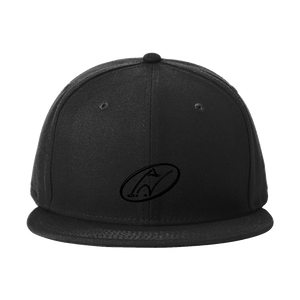 Black flat bill hat with Insideya Golf icon 