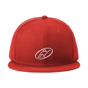 Red flat bill hat with Insideya Golf icon 