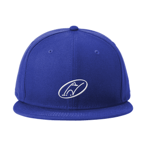 Royal blue flat bill hat with Insideya Golf icon 
