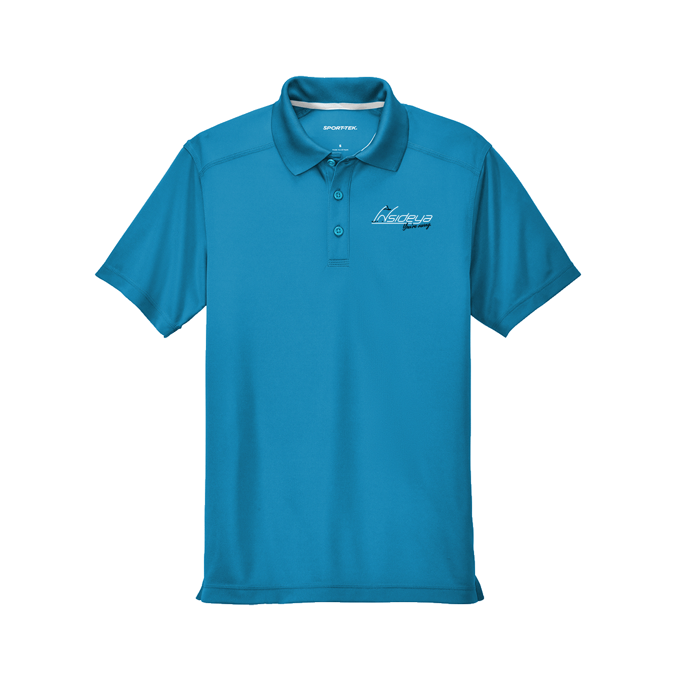 Blue Wake Sport-Tek PosiCharge Micro-Mesh Polo with embroidered Insideya Golf logo flat front