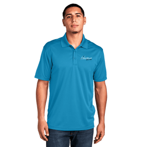 Blue Wake Sport-Tek PosiCharge Micro-Mesh Polo with embroidered Insideya Golf logo front model