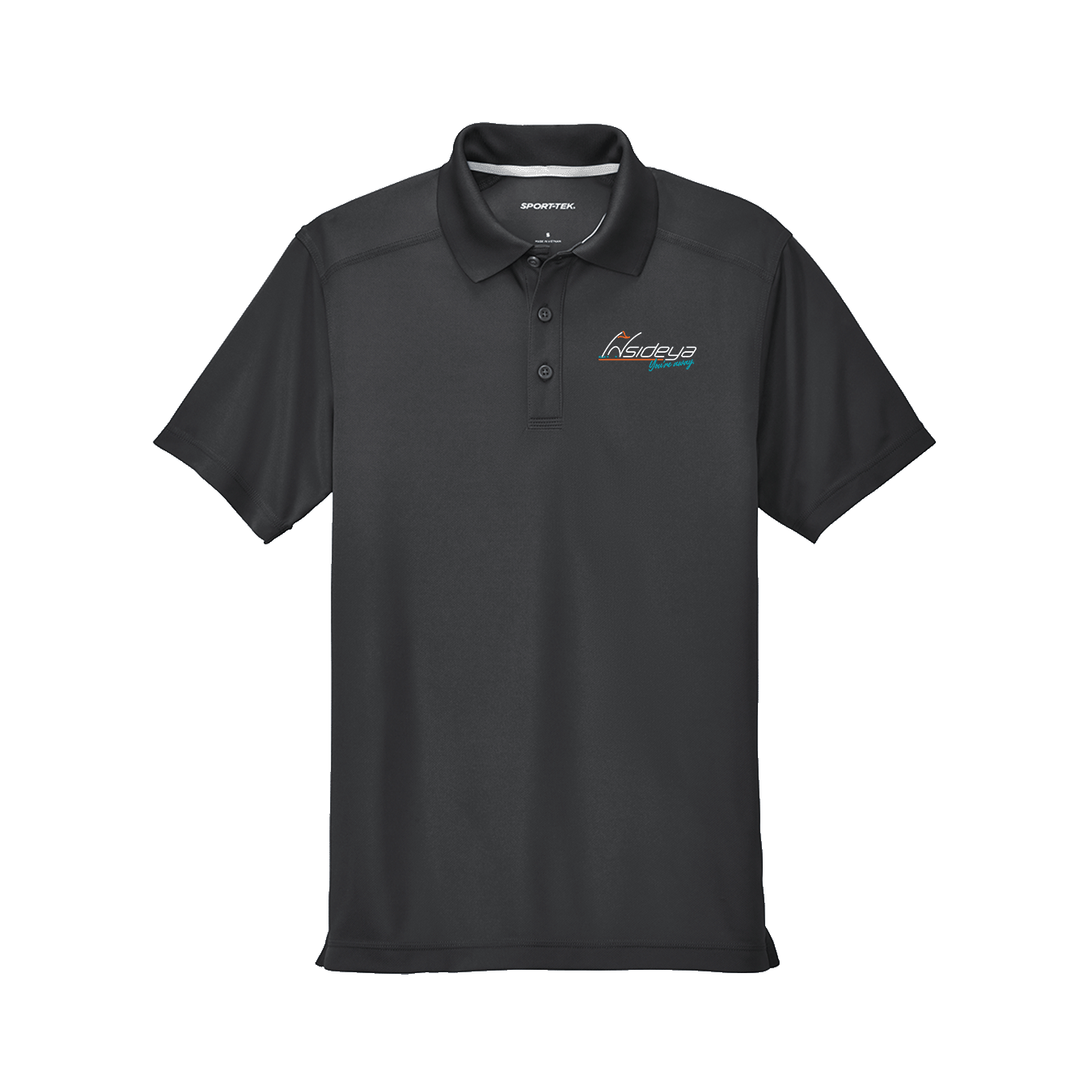 Iron Grey Sport-Tek PosiCharge Micro-Mesh Polo with embroidered Insideya Golf logo flat front