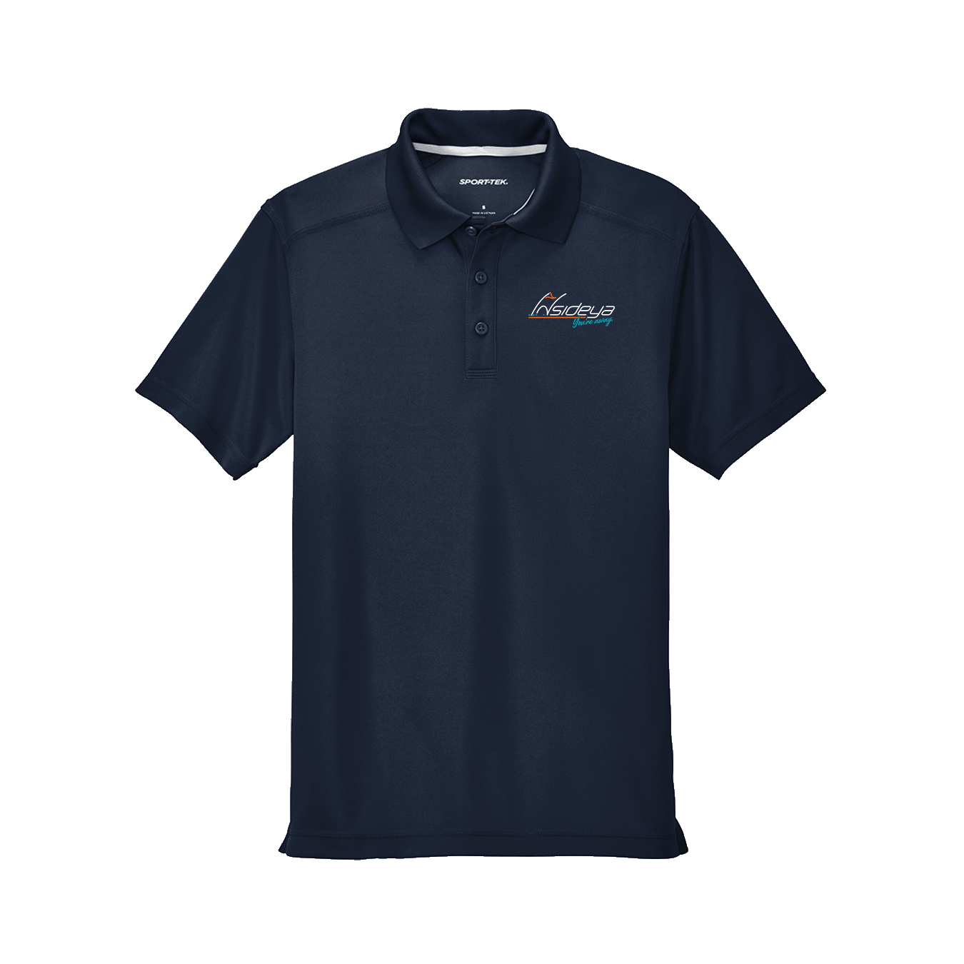 True Navy Sport-Tek PosiCharge Micro-Mesh Polo with embroidered Insideya Golf logo flat front