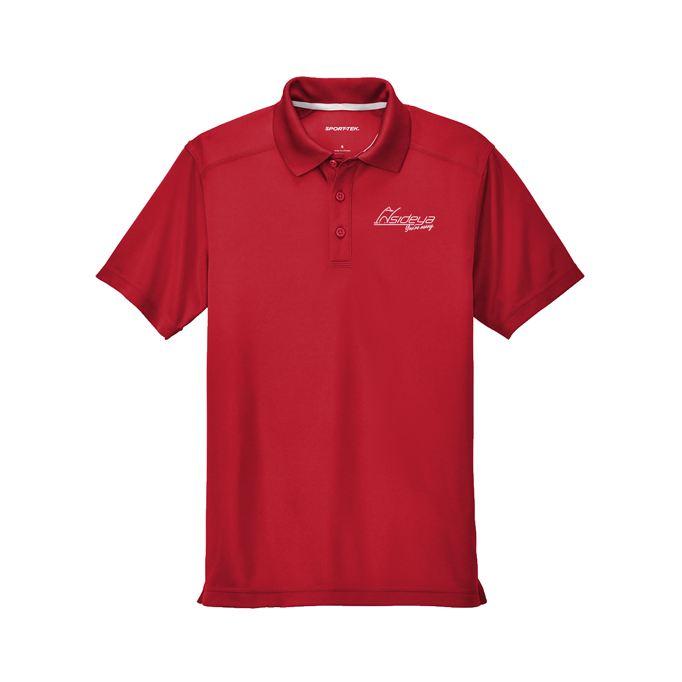 True Red Sport-Tek PosiCharge Micro-Mesh Polo with embroidered Insideya Golf logo flat front