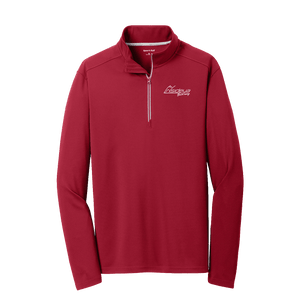 Deep Red Sport-Tek Sport-Wick Textured Quarter-Zip Pullover with Embroidered Insideya Logo flat front