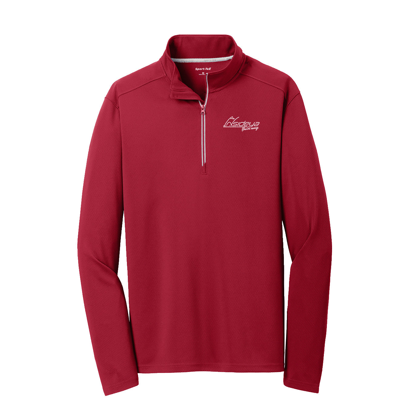 Deep Red Sport-Tek Sport-Wick Textured Quarter-Zip Pullover with Embroidered Insideya Logo flat front
