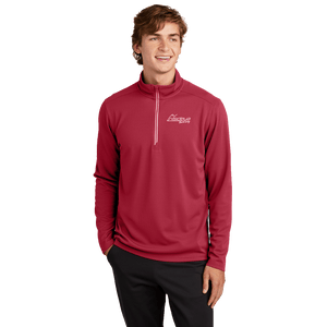 Deep Red Sport-Tek Sport-Wick Textured Quarter-Zip Pullover with Embroidered Insideya Logo front model