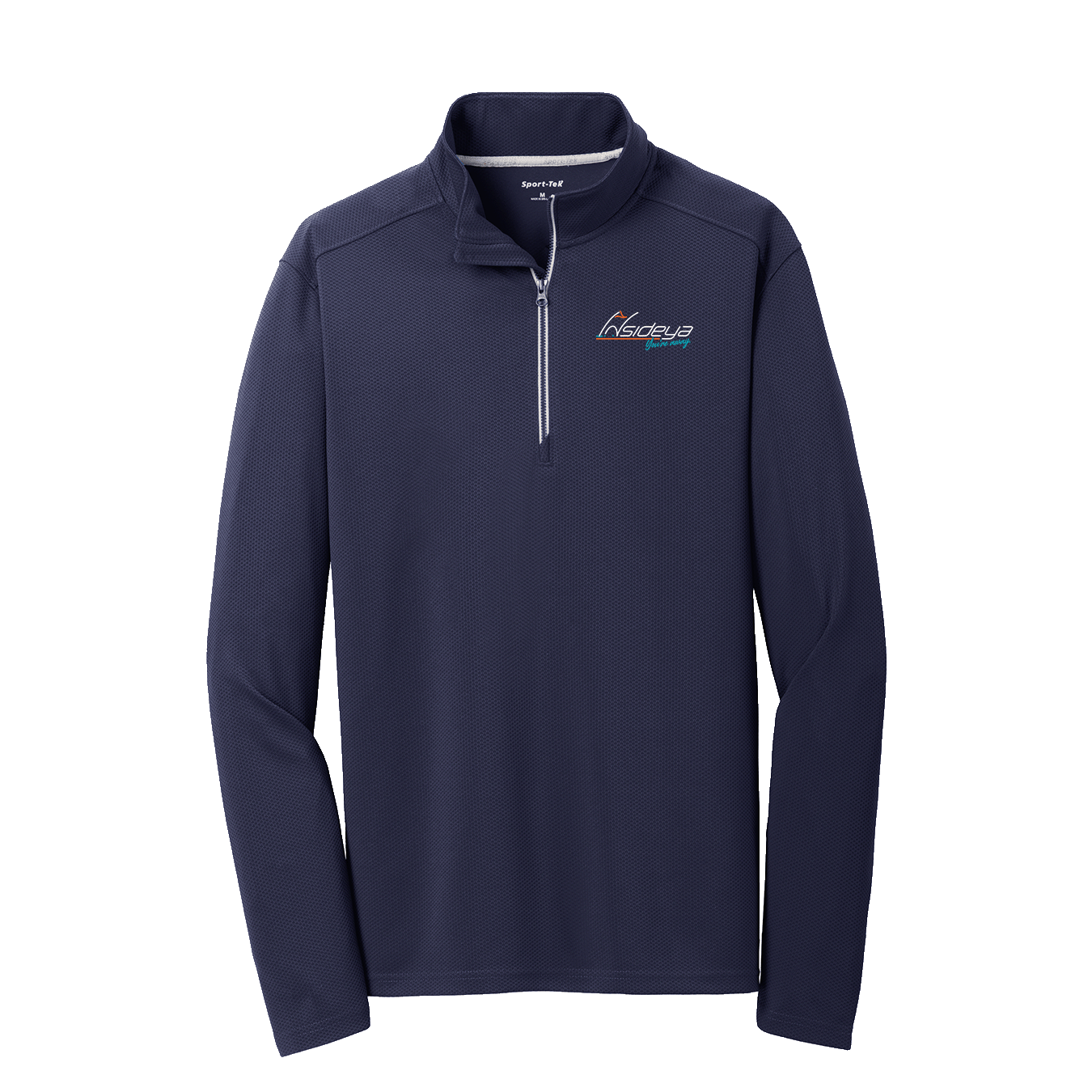 True Navy Sport-Tek Sport-Wick Textured Quarter-Zip Pullover with Embroidered Insideya Logo flat front
